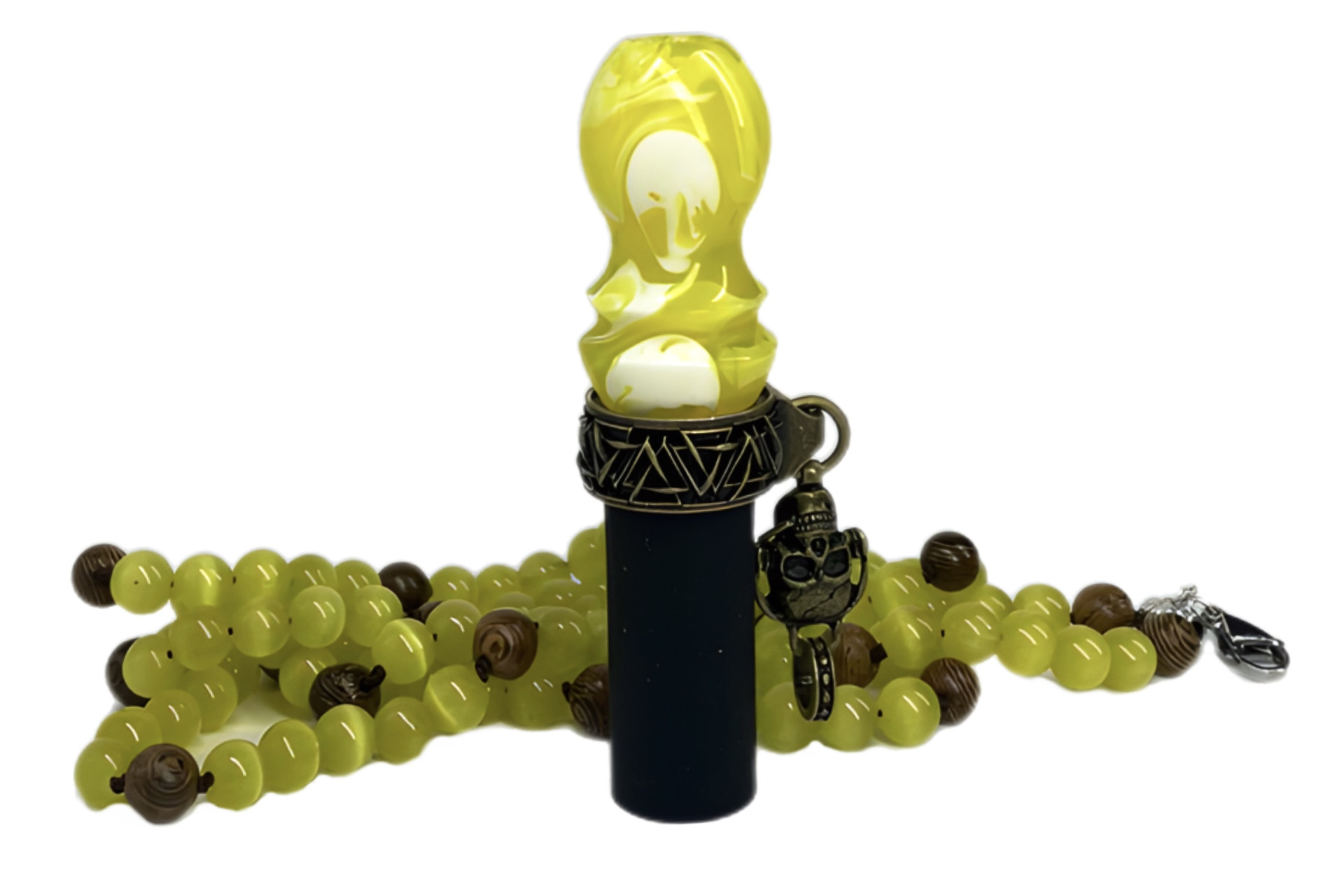 Персональний Мундштук для Кальяну Glow Buble Yellow (з бусами)